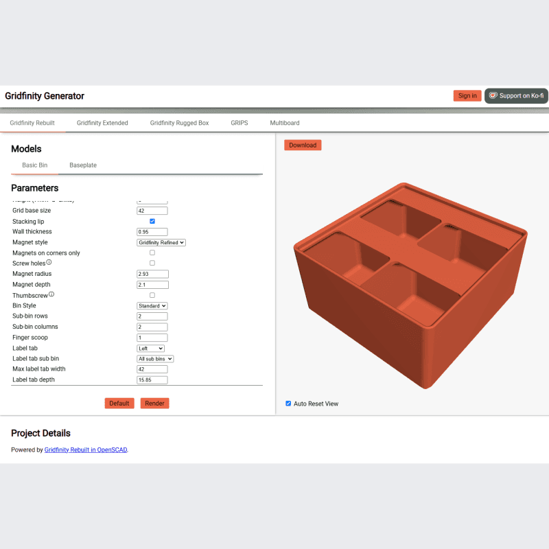 Gridfinity Baseplates & Bins