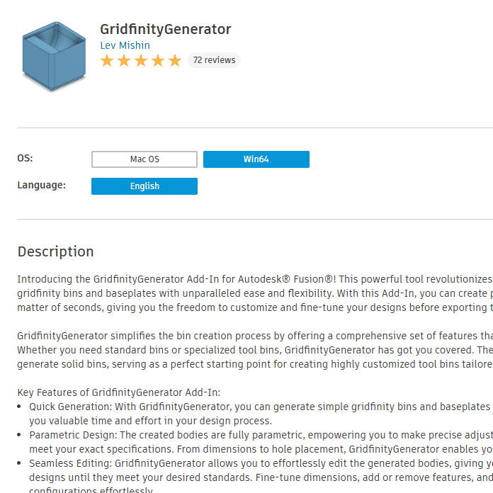 Gridfinity Autodesk Fusion Add-In