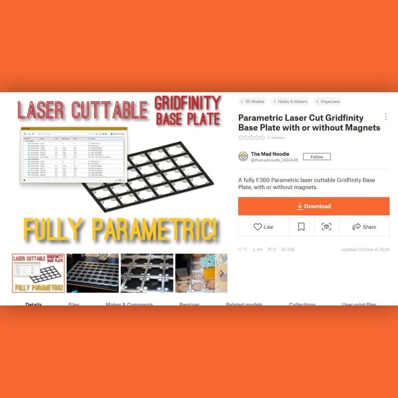 Laser-cut Gridfinity Baseplates